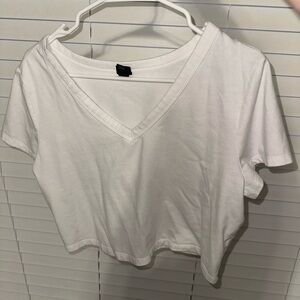 Classic White V-Neck Women's Top
